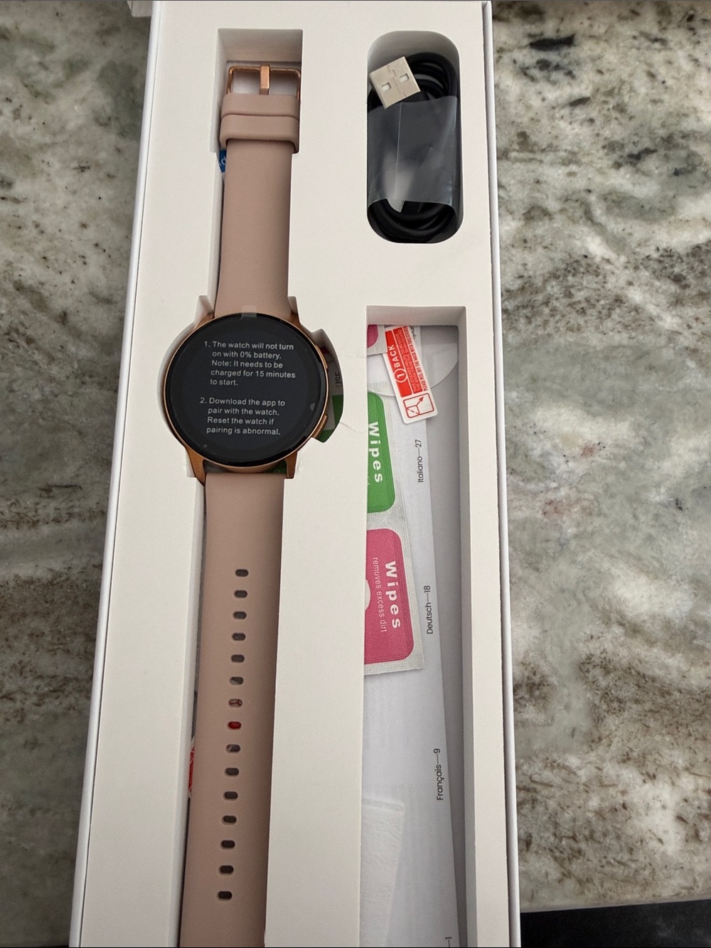 Rose Gold Smartwatch with Pink Silicone Band Brand New